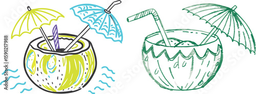 Vector illustration of coconut drinks