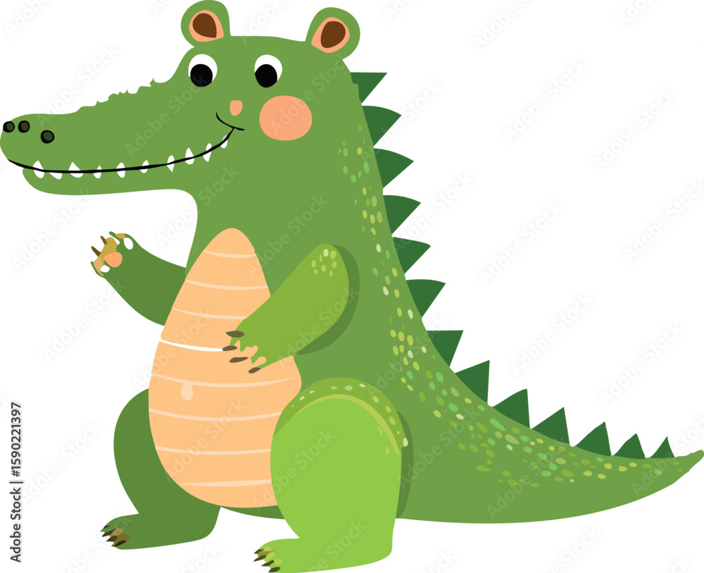 Naklejka premium cute alligator, crocodile vector illustration for baby and kids. It's perfect for nursery room, cards decor, playrooms.