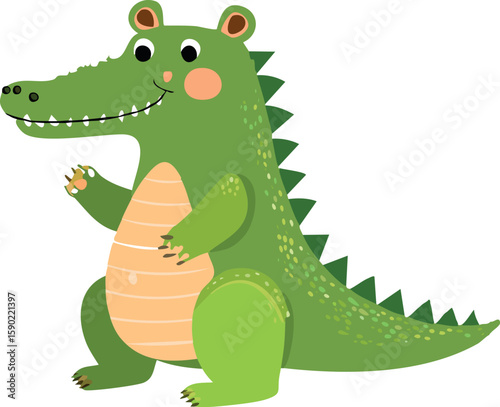 cute alligator, crocodile vector illustration for baby and kids. It's perfect for nursery room, cards decor, playrooms.