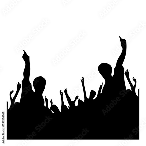 silhouette crowd dance illustration party