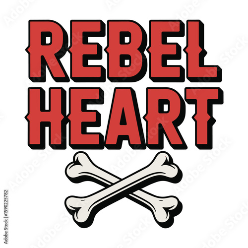 Rebel Heart Crossbones T Shirt Design