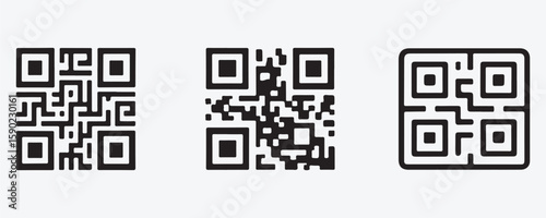 Set of QR Code Icons in Vector on White Background