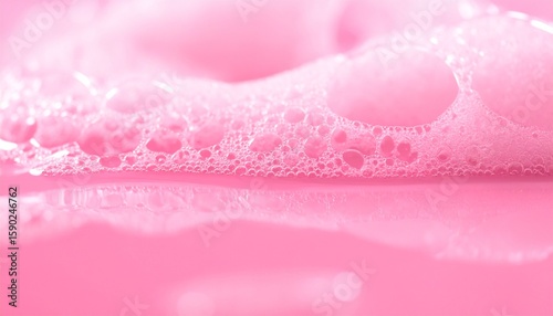 Close-up view of foamy pink bubbles, a beautiful image representing purity