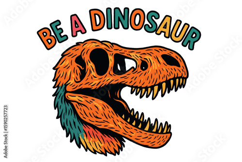 Colorful dinosaur illustration promotes creativity and fun during educational event in a classroom setting
