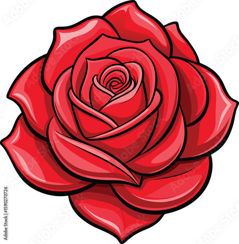 Crimson rose blossom A captivating illustration with delicate petals and intricate details, enhanced with the art of illustration