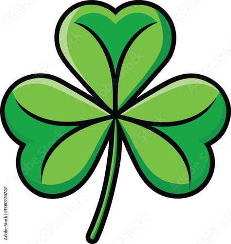 Luck of the Irish A Vibrant Green Shamrock Illustration for St. Patrick's Day, conveying the joy of luck.