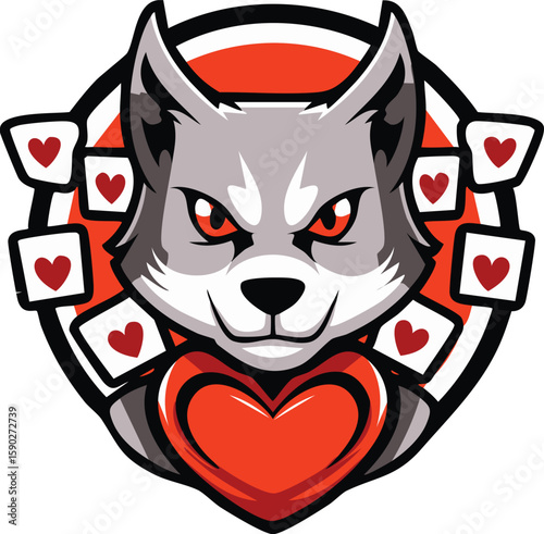 Wolf Heart Gamer: Poker and Esport Mascot Design