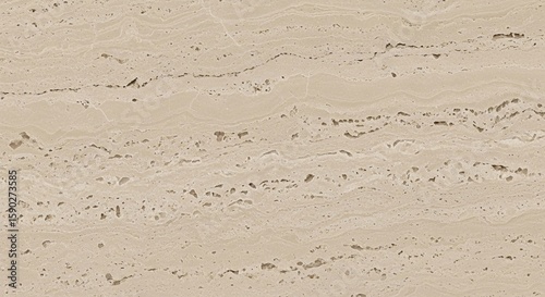 A close-up of a beige travertine stone surface showcasing its natural porous texture and horizontal veining.