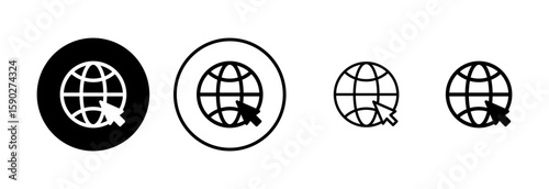 Web icon logo design. go to web sign and symbol. web click icon. Global search icon
