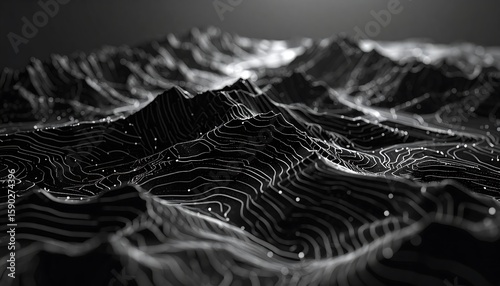 Wallpaper Mural Abstract grayscale landscape of textured mountains Torontodigital.ca