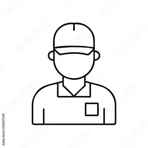 Courier in cap icon delivering packages