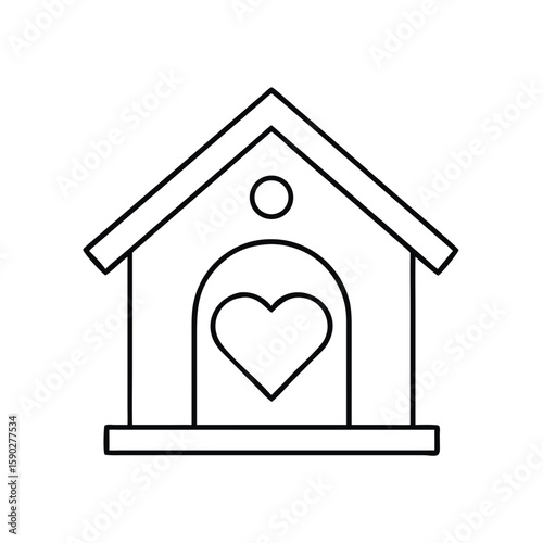 Dog house with a heart icon representing love for pets