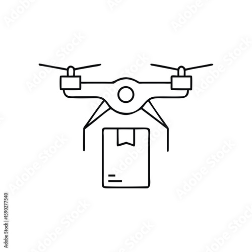 Drone delivering a small box in a modern design