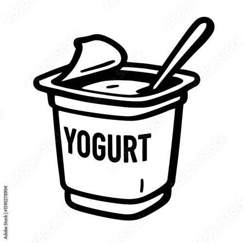 Yogurt Cup with Spoon Healthy Snack Breakfast Icon Vector