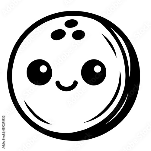 Cute Happy Bowling Ball Kawaii Cartoon Icon Vector Illustration
