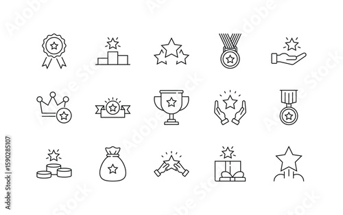 Achievement and Rewards Icon Set, editable stroke