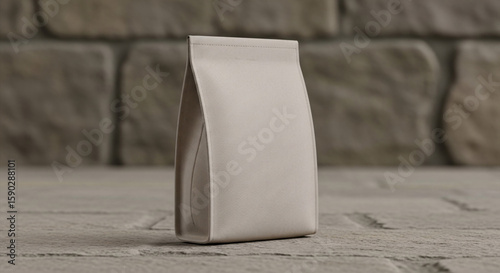 Minimalist Beige Bag on Stone Surface. Ai generation
