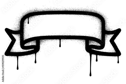 Graffiti style black spray paint banner with drips and splatter