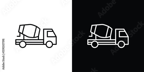 Cement truck icon. Stroke pictogram. Vector illustration. Vector sign for mobile app and websites.