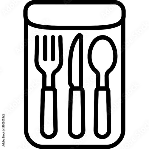 Bamboo cutlery set outline icon vector