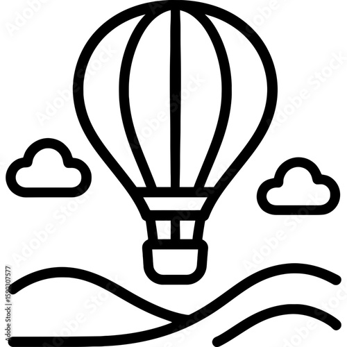 Hot air balloon floating outline icon vector