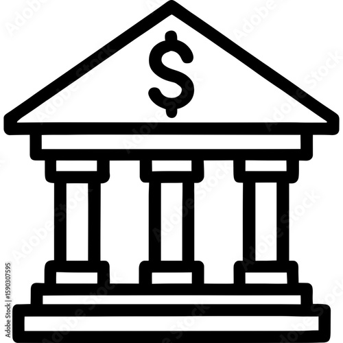 Bank building outline icon vector