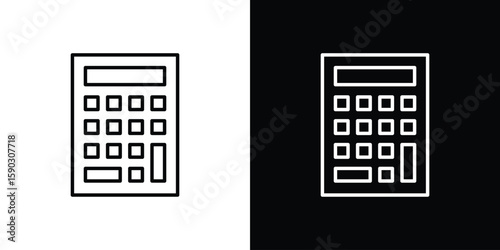 Calculator icon. Stroke pictogram. Vector illustration. Vector sign for mobile app and websites.