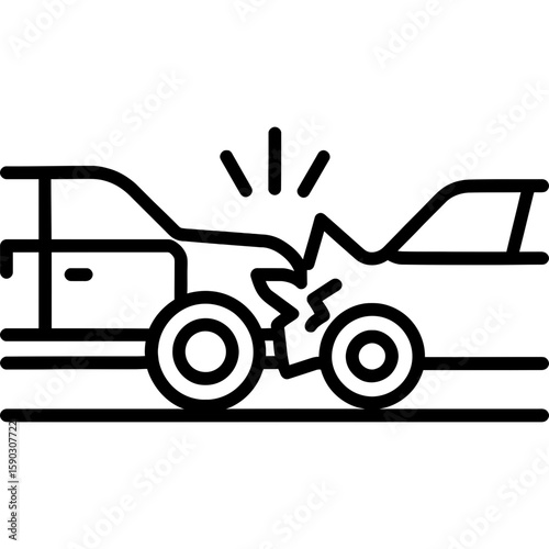Crumple zone car impact outline icon vector