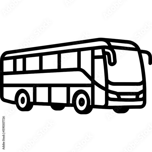 Tour bus coach outline icon vector