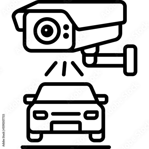 License plate recognition camera outline icon vector