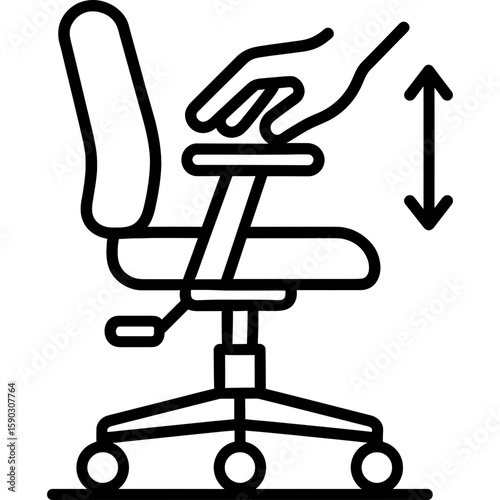 Adjusting office chair outline icon vector