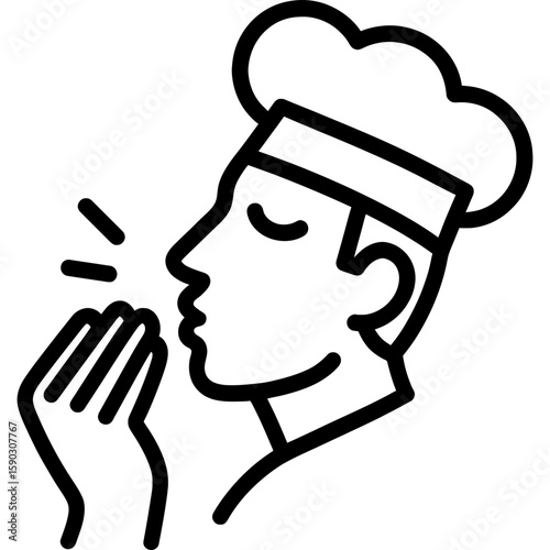 Chef's kiss gesture outline icon vector