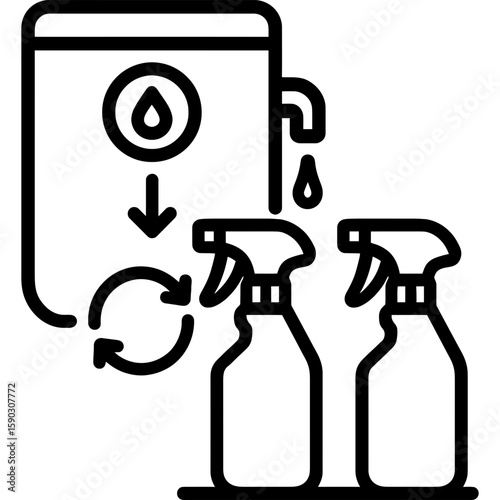 Refillable cleaning bottles outline icon vector