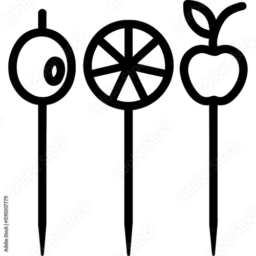 Cocktail picks outline icon vector