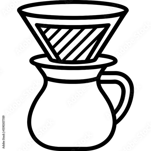 Reusable coffee filter outline icon vector