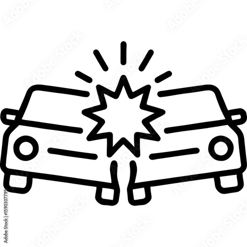 Head-on collision impact outline icon vector