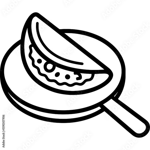 Dosa on griddle outline icon vector