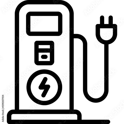 Electric vehicle charging station outline icon vector