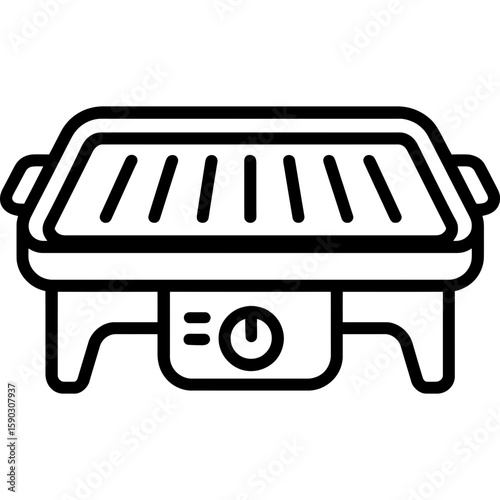 Electric griddle outline icon vector