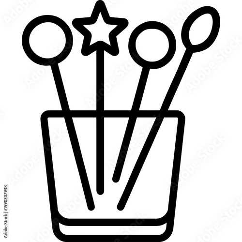 Drink stirrers set outline icon vector