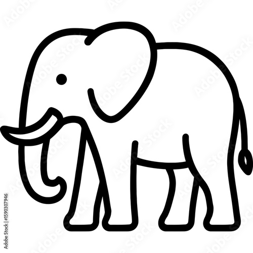 Elephant outline icon vector