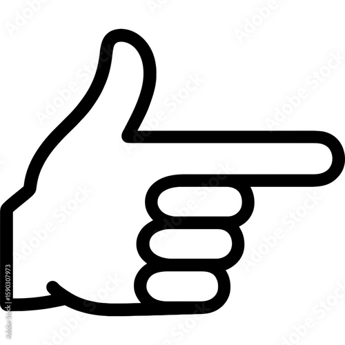 Finger gun gesture outline icon vector