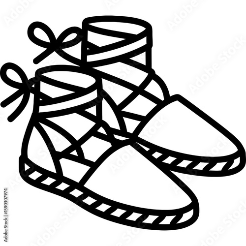 Espadrilles outline icon vector