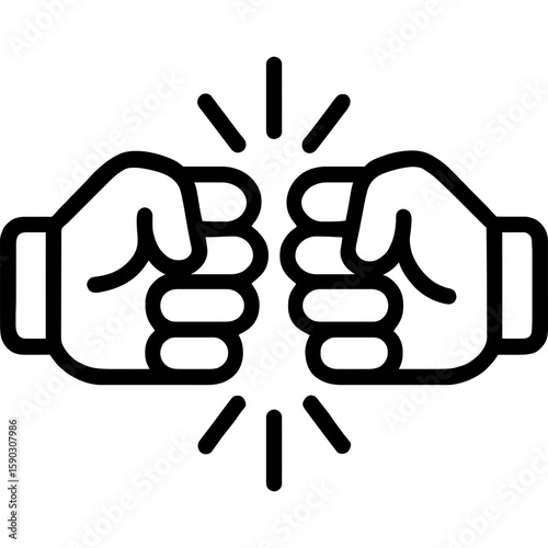 Fist bump gesture outline icon vector