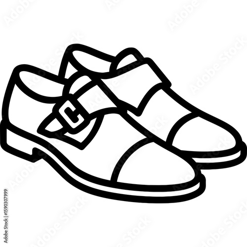 Monk strap shoes outline icon vector