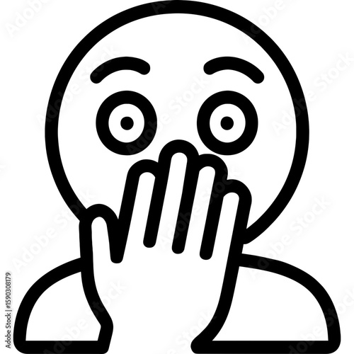 Hand covering mouth outline icon vector