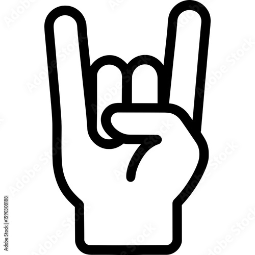 Rock on hand gesture outline icon vector