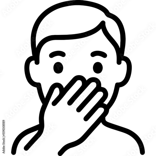 Hand covering mouth outline icon vector