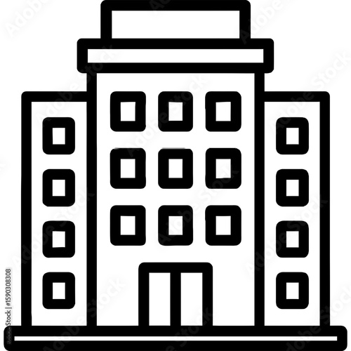Hotel building facade outline icon vector