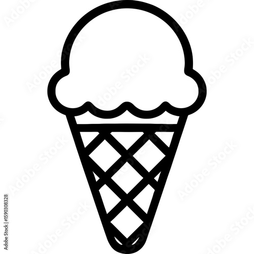 Ice cream cone outline icon vector